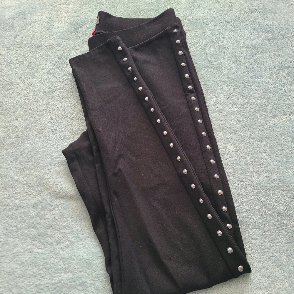 Vince Camuto Women's Side -Studded Trendy High rise  Black Leggings,  Size XS